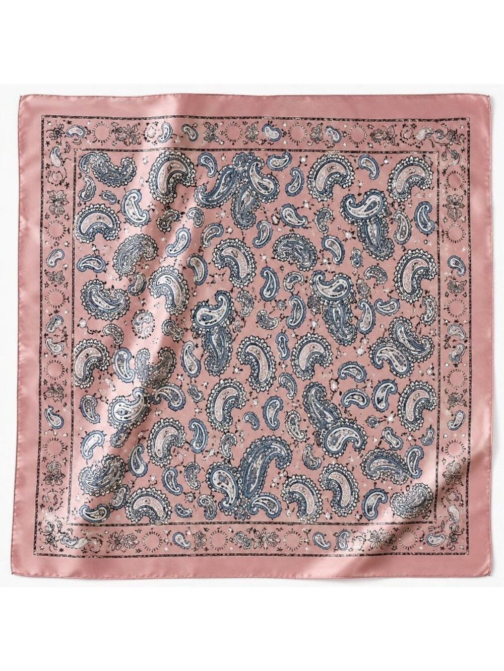 Womens Paisley Scarf Pink Blue Satin Square Hair Neck Bag Scarf 27x